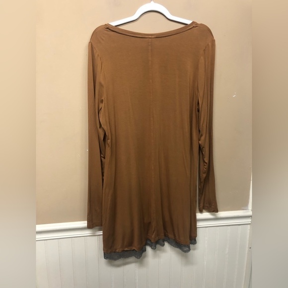 Logo Lori Goldstein A294485 Brown Soft Long Sleeve Top Lace Bottom Size L - Picture 3 of 7